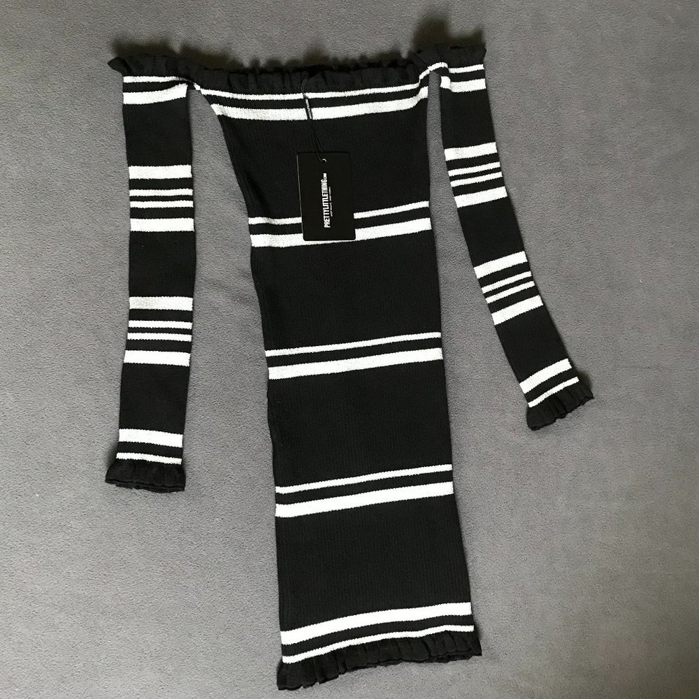 Pretty LIttle Thing silver lurex and black dress